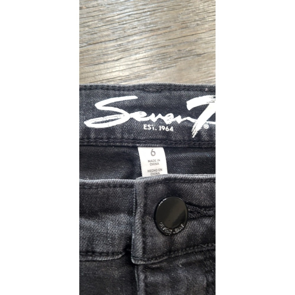 Seven7 Jeans Womens 6 Black Mid Rise Skinny Super Stretch Soft Denim Pants - Picture 2 of 10